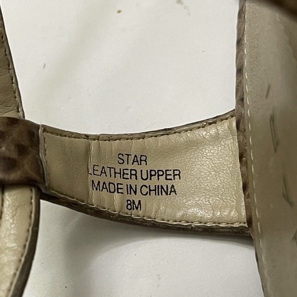 Tahari Star Cork Wedge Platform Tan Snakeskin Sandal Women's 8 M Shoes‎ Open Toe - Picture 9 of 10